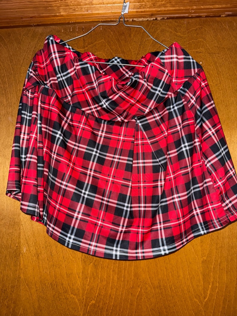 Red Plaid Circle Skirt with Flattering Full Shape